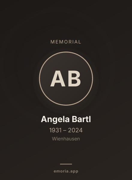 Memorial portrait of Angela Bartl