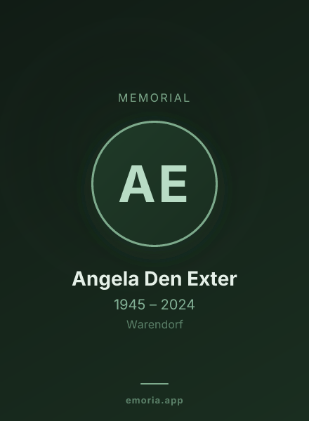 Memorial portrait of Angela Den Exter