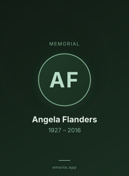 Memorial portrait of Angela Flanders