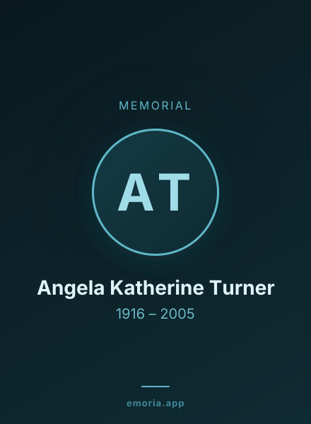 Memorial portrait of Angela Katherine Turner