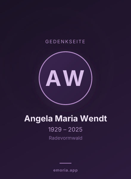 Gedenkportrait von Angela Maria Wendt
