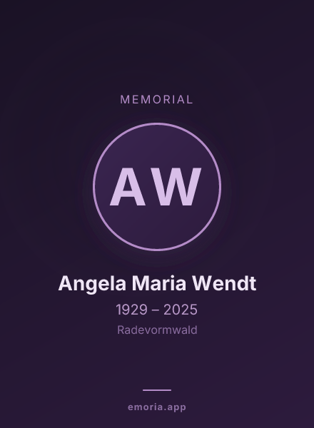 Memorial portrait of Angela Maria Wendt