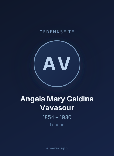 Gedenkportrait von Angela Mary Galdina Vavasour