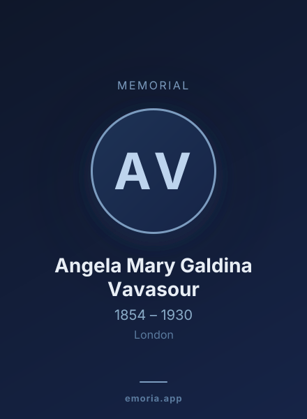 Memorial portrait of Angela Mary Galdina Vavasour