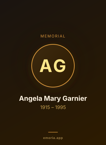Memorial portrait of Angela Mary Garnier