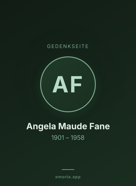 Gedenkportrait von Angela Maude Fane