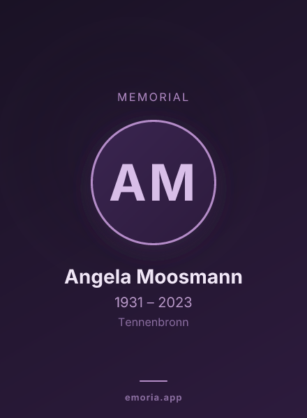 Memorial portrait of Angela Moosmann