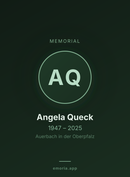 Memorial portrait of Angela Queck