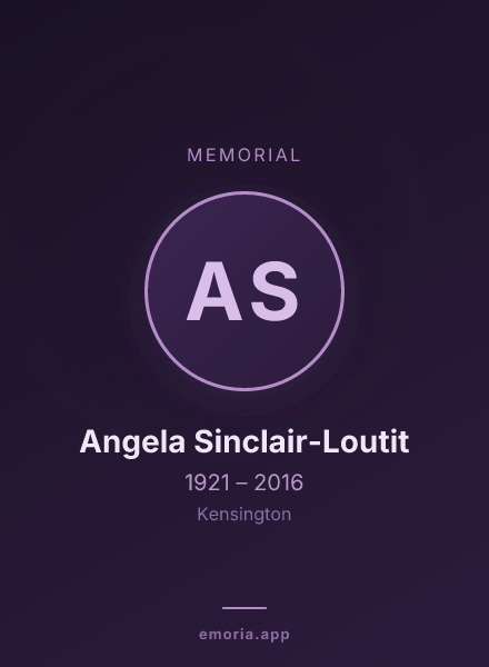 Memorial portrait of Angela Sinclair-Loutit