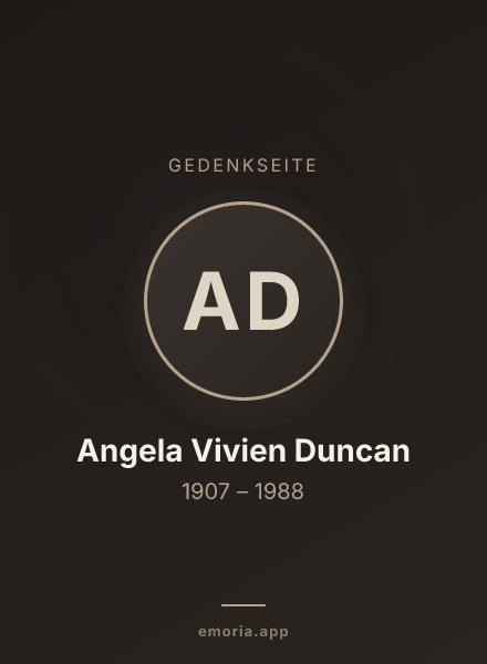 Gedenkportrait von Angela Vivien Duncan