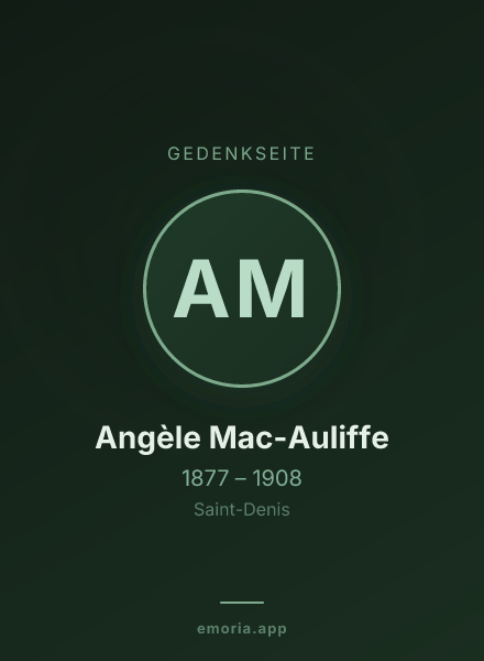 Gedenkportrait von Angèle Mac-Auliffe