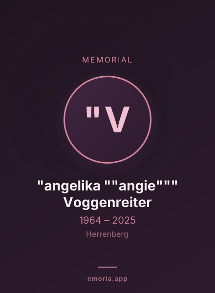 Memorial portrait of "angelika ""angie""" Voggenreiter