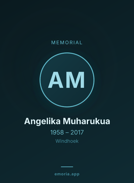Memorial portrait of Angelika Muharukua