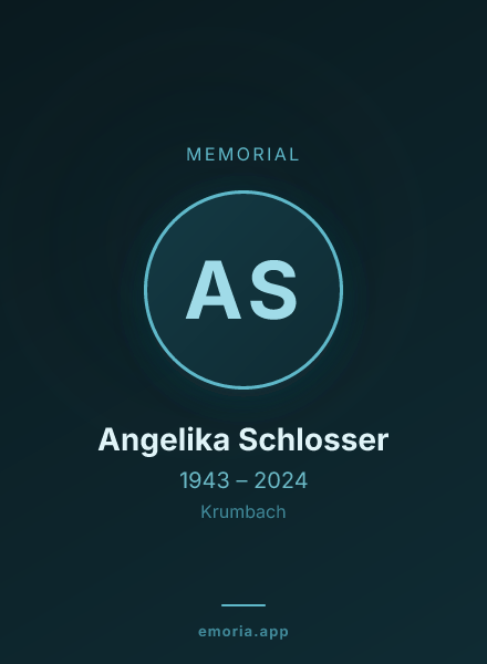 Memorial portrait of Angelika Schlosser