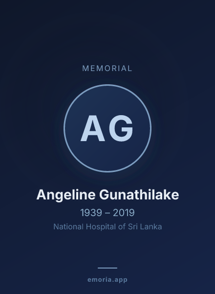 Memorial portrait of Angeline Gunathilake