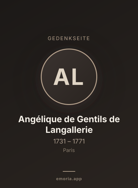 Gedenkportrait von Angélique de Gentils de Langallerie