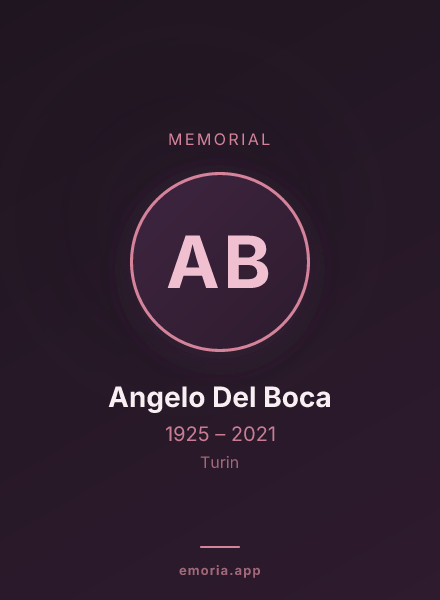 Memorial portrait of Angelo Del Boca