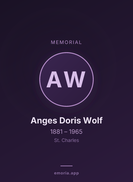 Memorial portrait of Anges Doris Wolf