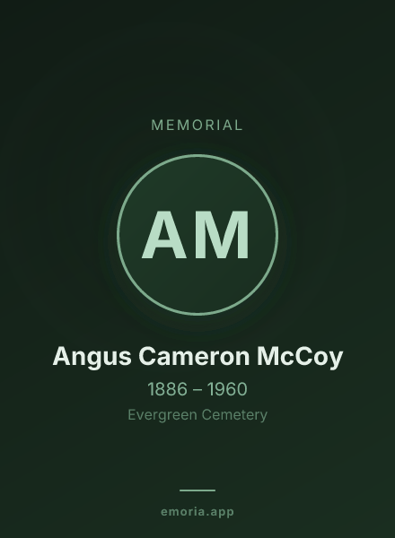 Memorial portrait of Angus Cameron McCoy