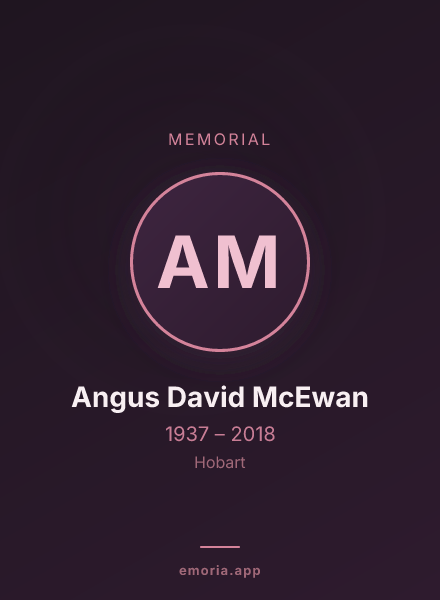 Memorial portrait of Angus David McEwan