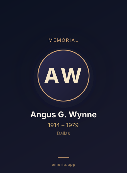 Memorial portrait of Angus G. Wynne