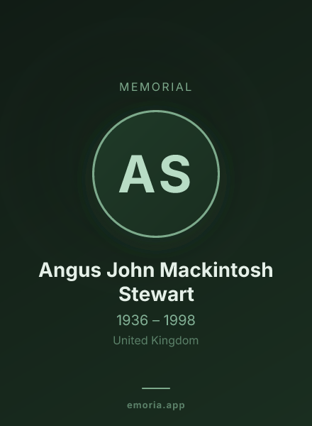 Memorial portrait of Angus John Mackintosh Stewart