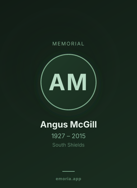 Memorial portrait of Angus McGill