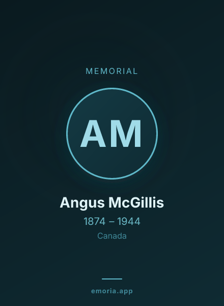 Memorial portrait of Angus McGillis