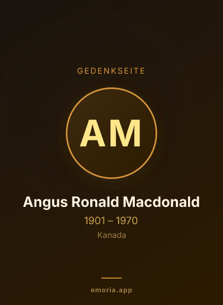 Gedenkportrait von Angus Ronald Macdonald