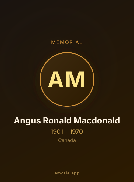 Memorial portrait of Angus Ronald Macdonald