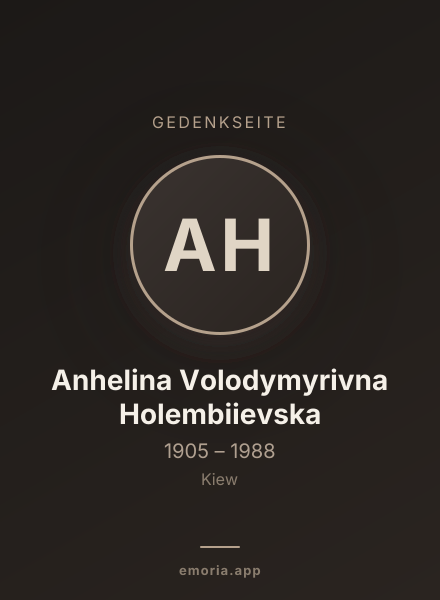 Gedenkportrait von Anhelina Volodymyrivna Holembiievska