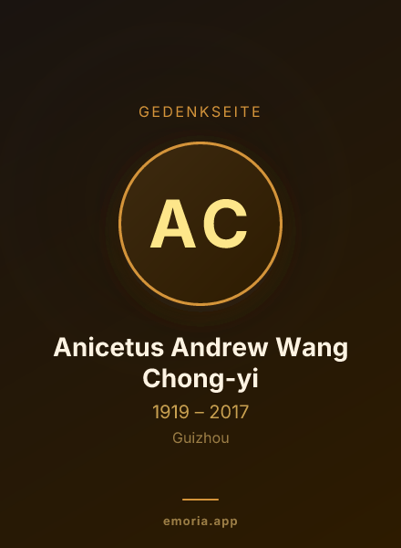 Gedenkportrait von Anicetus Andrew Wang Chong-yi