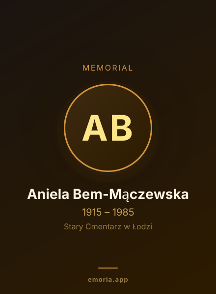 Memorial portrait of Aniela Bem-Mączewska