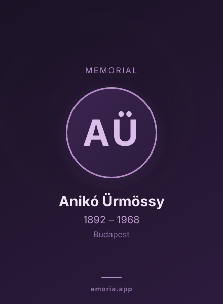 Memorial portrait of Anikó Ürmössy
