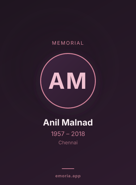 Memorial portrait of Anil Malnad
