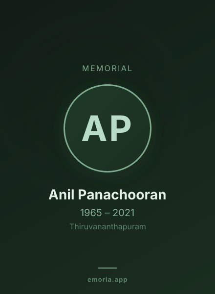 Memorial portrait of Anil Panachooran