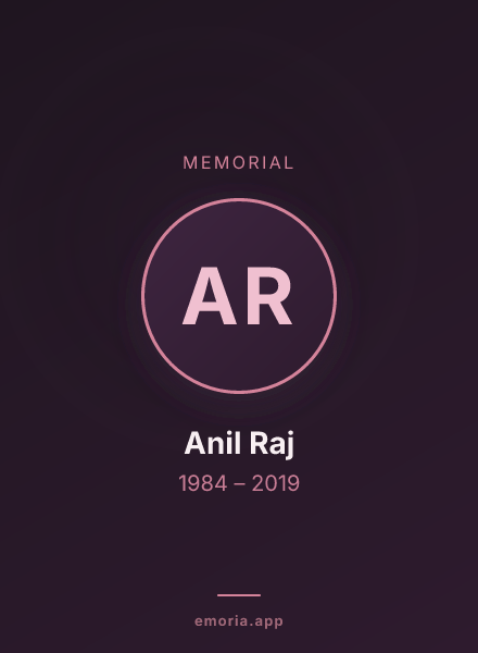 Memorial portrait of Anil Raj