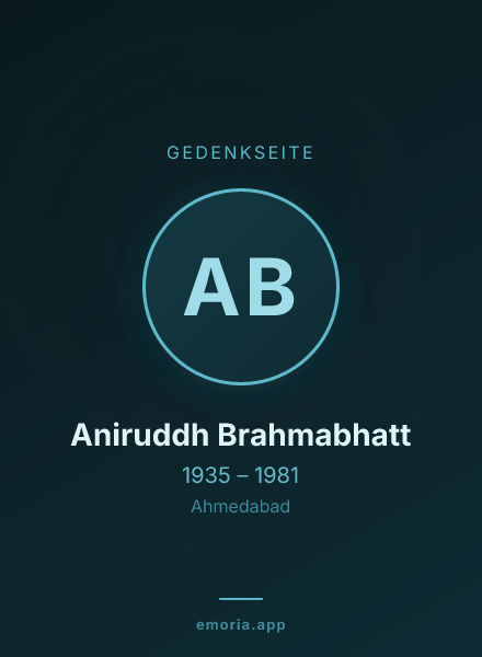 Gedenkportrait von Aniruddh Brahmabhatt