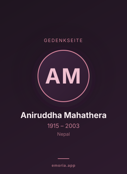Gedenkportrait von Aniruddha Mahathera