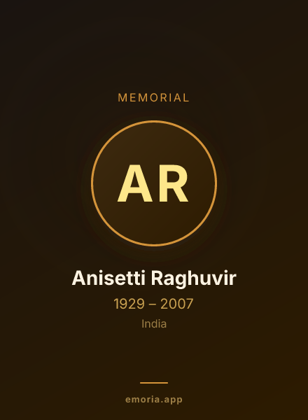 Memorial portrait of Anisetti Raghuvir