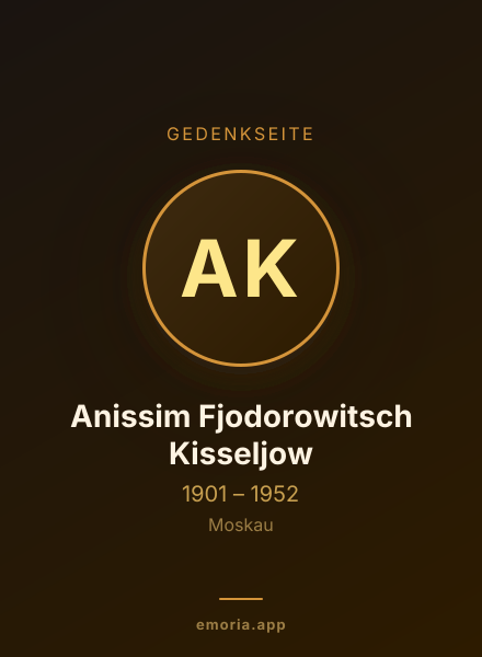 Gedenkportrait von Anissim Fjodorowitsch Kisseljow