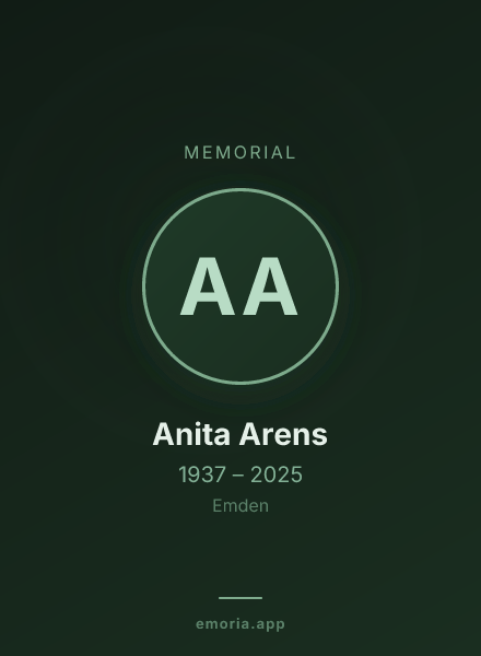 Memorial portrait of Anita Arens