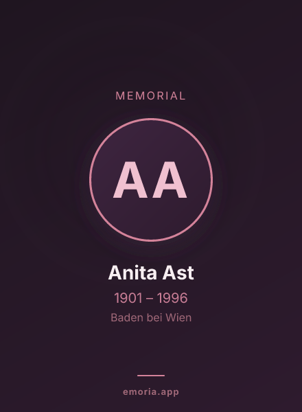 Memorial portrait of Anita Ast