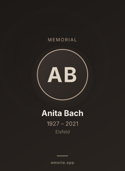 Memorial portrait of Anita Bach