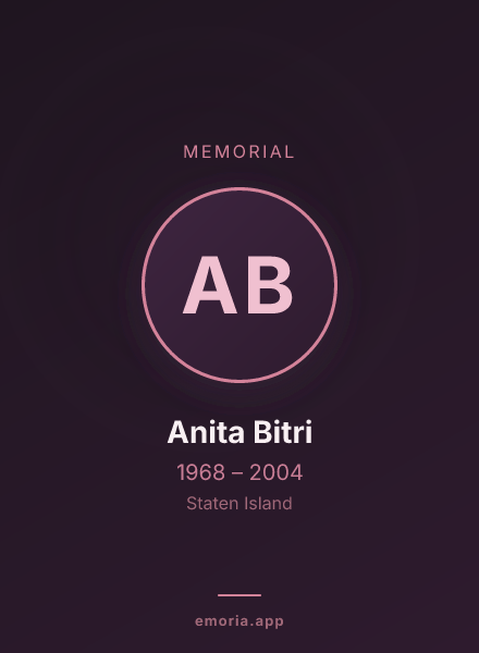 Memorial portrait of Anita Bitri