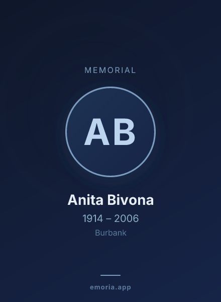 Memorial portrait of Anita Bivona