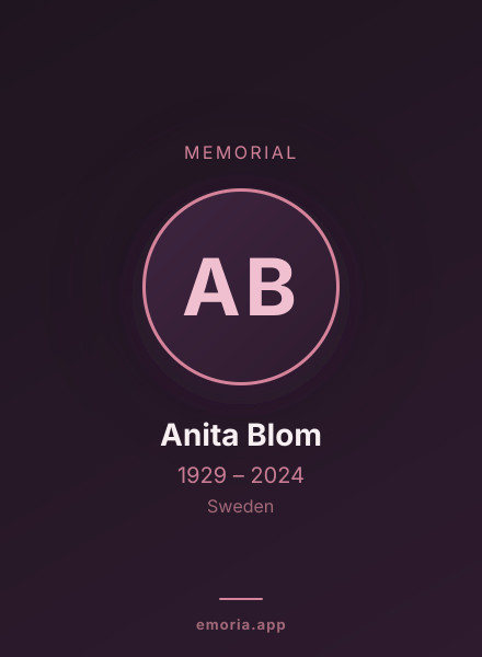 Memorial portrait of Anita Blom