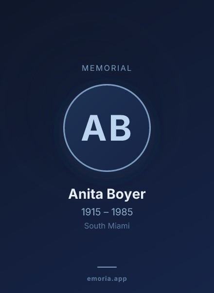 Memorial portrait of Anita Boyer
