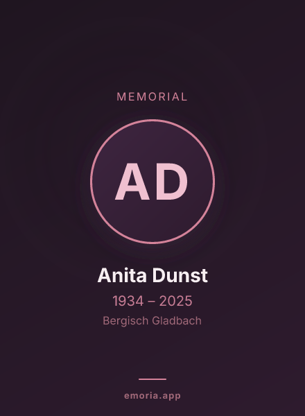 Memorial portrait of Anita Dunst