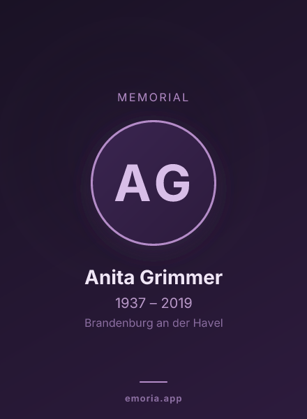 Memorial portrait of Anita Grimmer